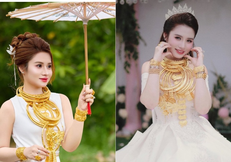 Cô dâu xinh đẹp đeo vàng đầy cổ&nbsp;