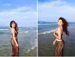 Con gái cựu hoa khôi bóng chuyền Kim Huệ đi biển "cực cháy"