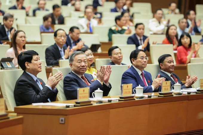 Lãnh đạo Đảng, Nhà nước dự phiên bế mạc kỳ họp 9, sáng 27/6. Ảnh: Hoàng Phong