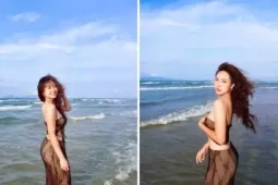 Con gái cựu hoa khôi bóng chuyền Kim Huệ đi biển  " cực cháy " 