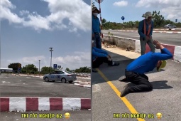 Clip: Thầy giáo “đứng ngồi không yên” khi học viên thi ghép xe ngang