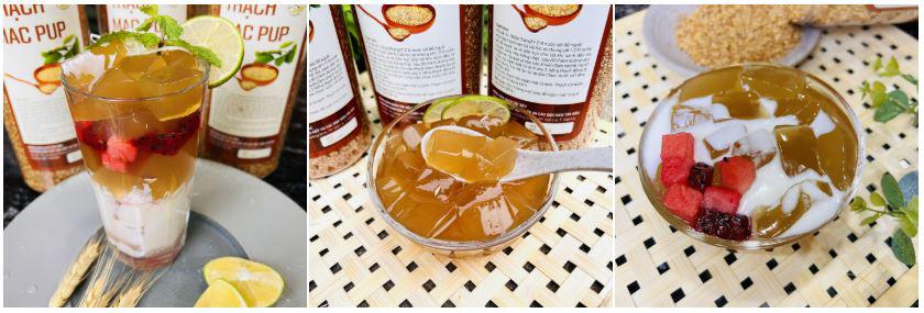 Một số món ăn giải nhiệt biến tấu từ thạch mác púp. Ảnh: Gia đình nhà nông