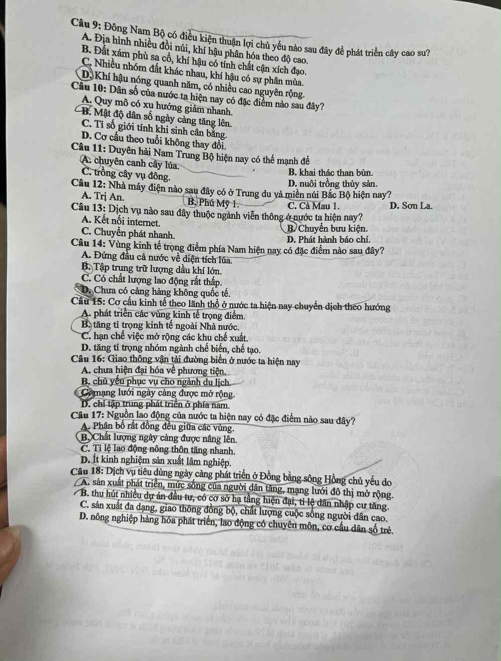 Đáp án full 48 mã đề địa lý tốt nghiệp 2025 - 2