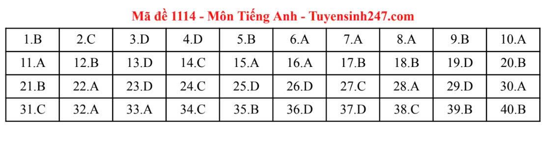 Đáp án môn Tiếng Anh thi tốt nghiệp THPT năm 2025 các mã đề chẵn - 2