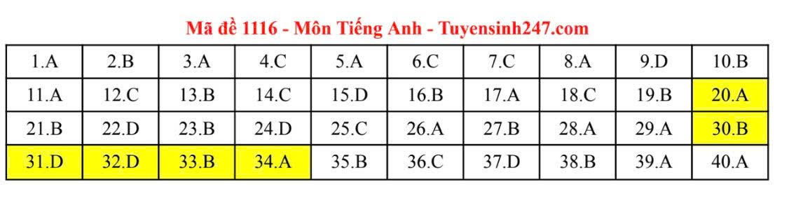 Đáp án môn Tiếng Anh thi tốt nghiệp THPT năm 2025 các mã đề chẵn - 3