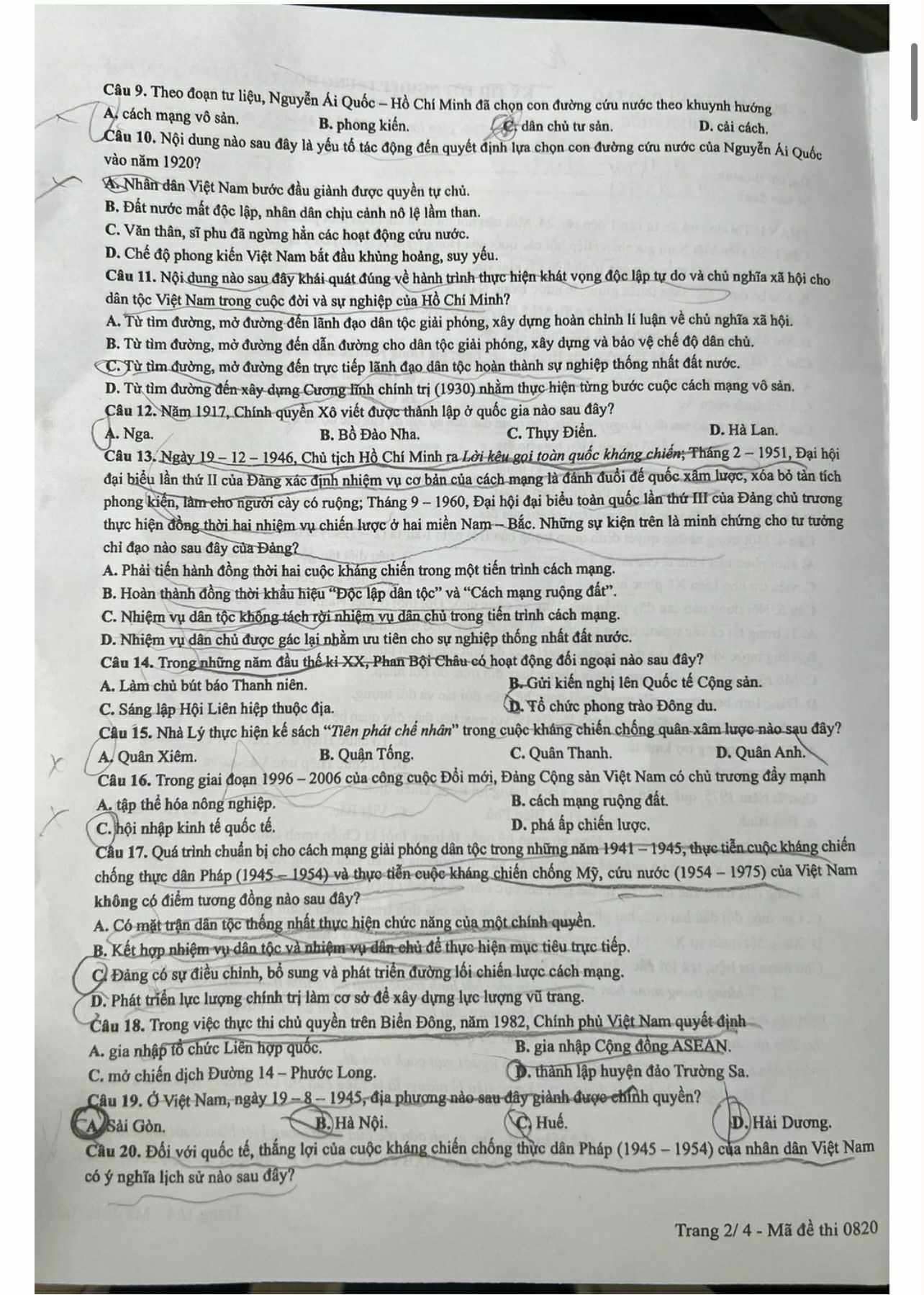 Đề thi môn Lịch sử, cập nhật đáp án các mã đề thi - 2