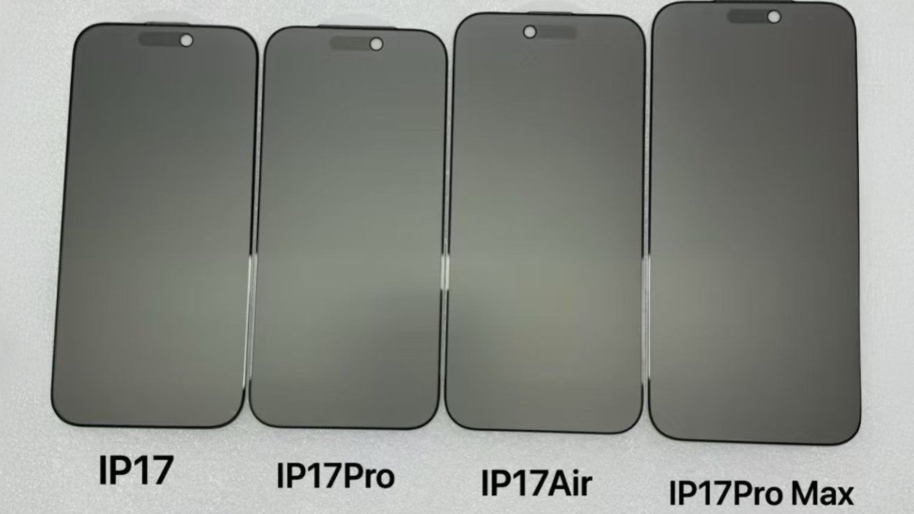 Hình ảnh về bảo vệ màn hình trên bộ tứ iPhone 17 mới.