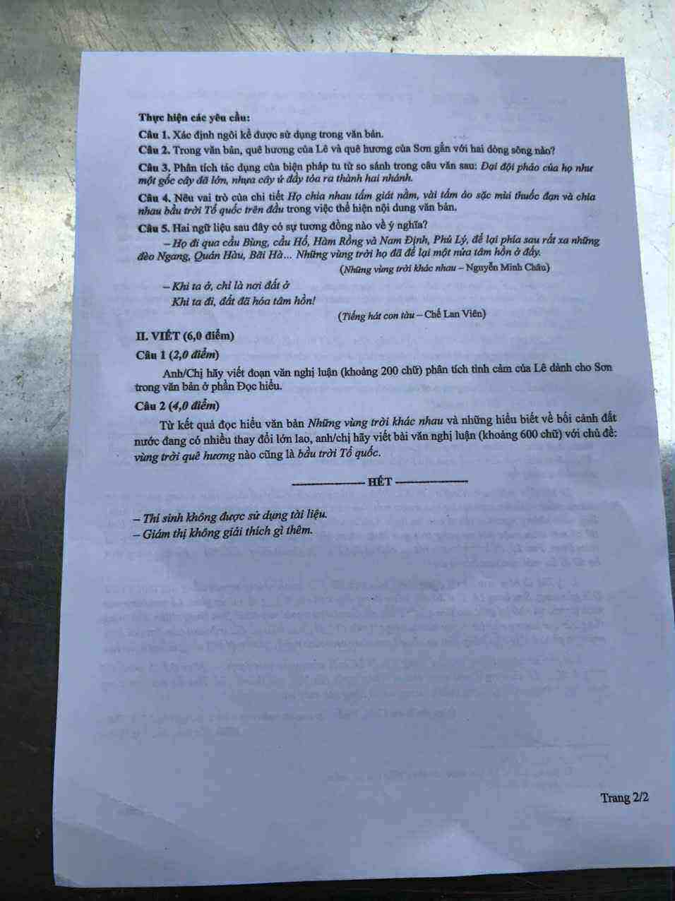 Nhận xét, giải đề thi tốt nghiệp Ngữ văn chương trình 2018 - 3