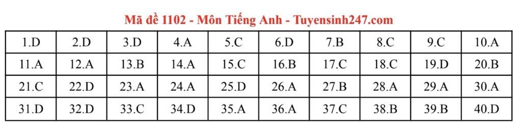 Đáp án môn Tiếng Anh thi tốt nghiệp THPT năm 2025 các mã đề chẵn - 1