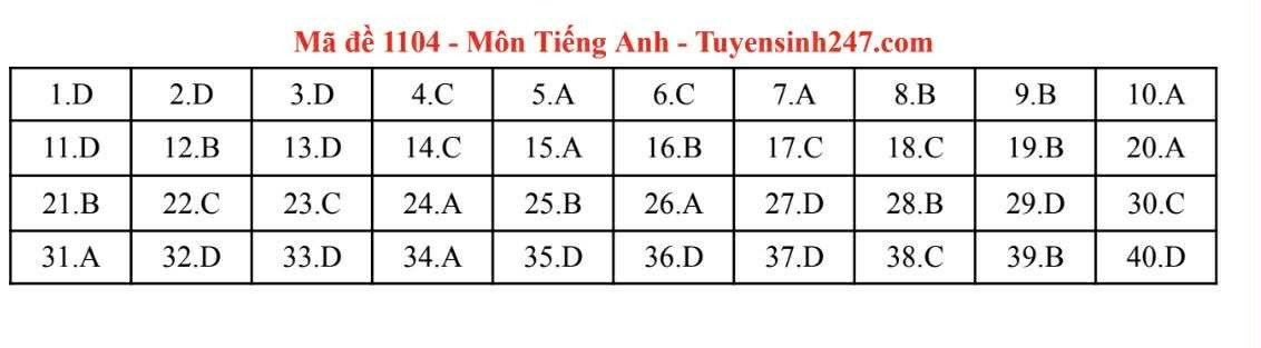 Đáp án môn Tiếng Anh thi tốt nghiệp THPT năm 2025 các mã đề chẵn - 2