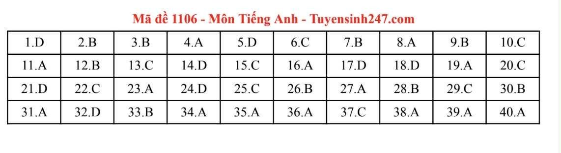 Đáp án môn Tiếng Anh thi tốt nghiệp THPT năm 2025 các mã đề chẵn - 3