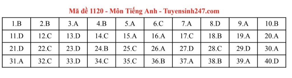 Đáp án môn Tiếng Anh thi tốt nghiệp THPT năm 2025 các mã đề chẵn - 10