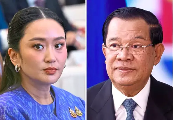 Thủ tướng Thái Lan Paetongtarn Shinawatra và Chủ tịch Thượng viện Campuchia Hun Sen.