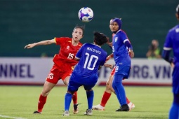 Trực tiếp bóng đá ĐT nữ Việt Nam - Maldives: Mỹ Anh ghi bàn thứ 5 (Vòng loại Asian Cup)