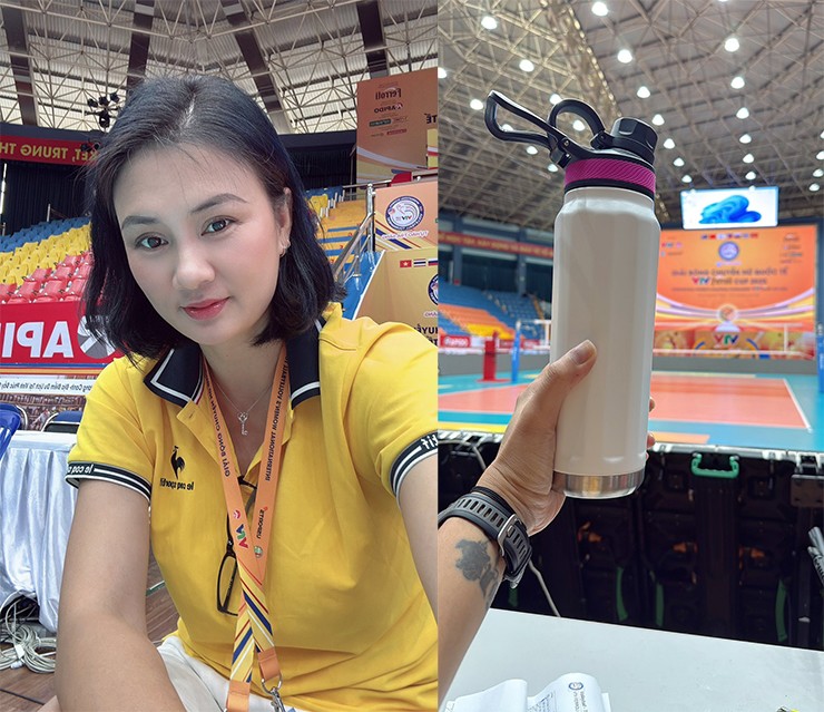 Kim Huệ có mặt tại nhà thi đấu Vĩnh Phúc cổ vũ U21 Việt Nam