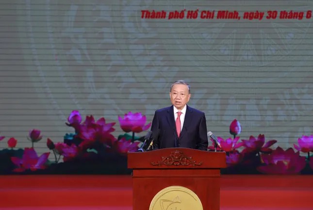 Tổng Bí thư Tô Lâm phát biểu chỉ đạo tại lễ công bố diễn ra ở TPHCM.