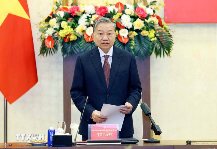 Tổng Bí thư Tô Lâm phát biểu tại buổi làm việc. Ảnh: TTXVN