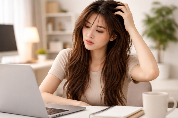 Vuốt tóc, chạm tay lên tóc quá nhiều lần trong ngày cũng khiến tóc có xu hướng nhanh bết, tiết dầu nhiều hơn.