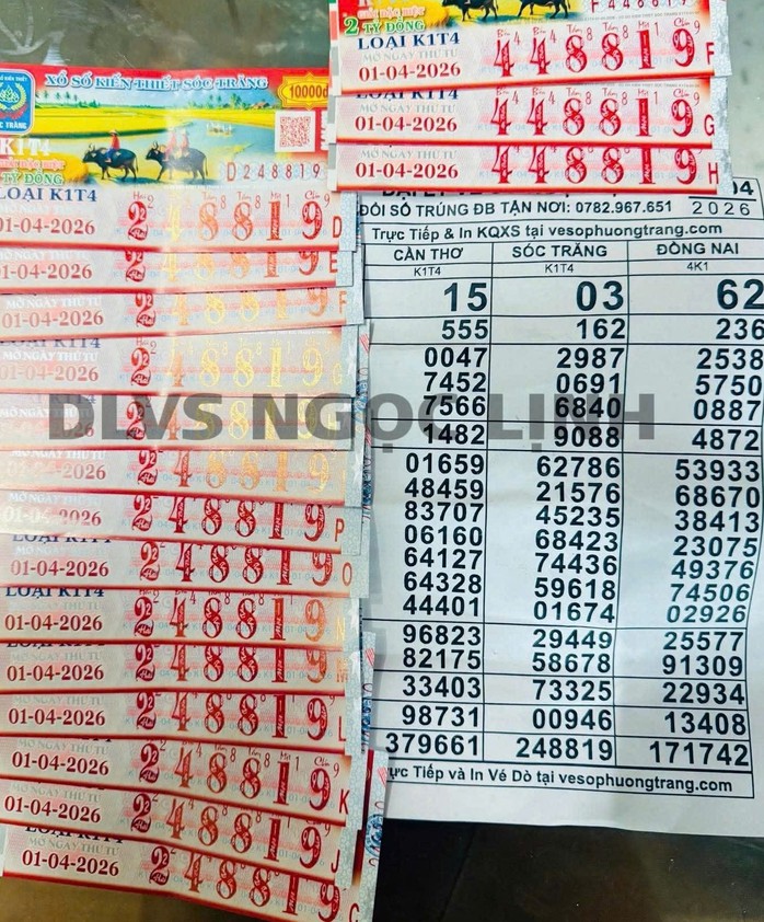 Giải độc đắc và giải an ủi của vé số Sóc Trăng trúng tại tỉnh Đồng Tháp. Ảnh: ĐLVS Ngọc Linh