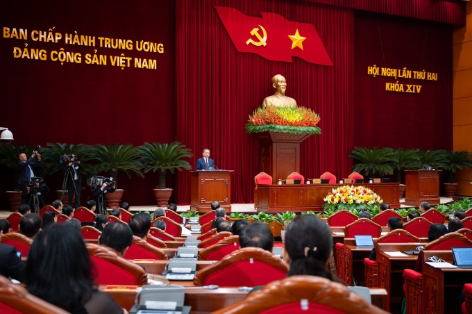 Phiên bế mạc Hội nghị Trung ương 2 khóa 14, chiều 25/3. Ảnh: Phạm Thắng