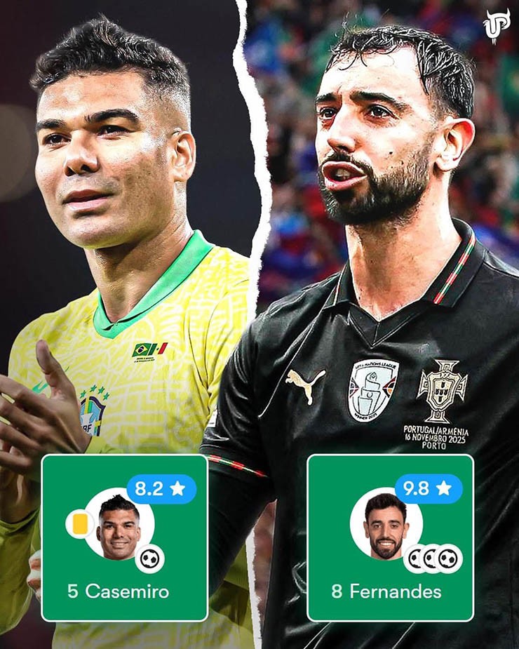 Casemiro và Fernandes tiếp tục chuỗi phong độ ấn tượng