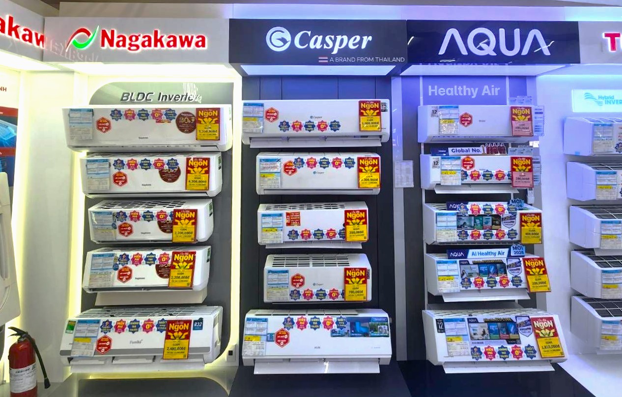 Điện máy XANH hiện trưng bày đa dạng mẫu mã máy lạnh chính hãng Casper cho mọi nhu cầu