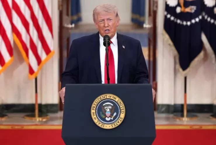 Tổng thống Mỹ Donald Trump phát biểu ngày 1/4. (Ảnh: CNN)