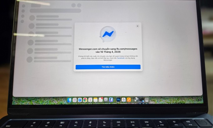 Giao diện Messenger hiển thị thông báo thay đổi địa chỉ khi người dùng truy cập, tháng 4/2026. Ảnh: Lưu Quý