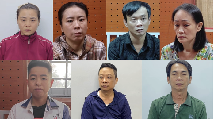 7 đối tượng vừa bị bắt tạm giam. Ảnh: Công an TP Cần Thơ