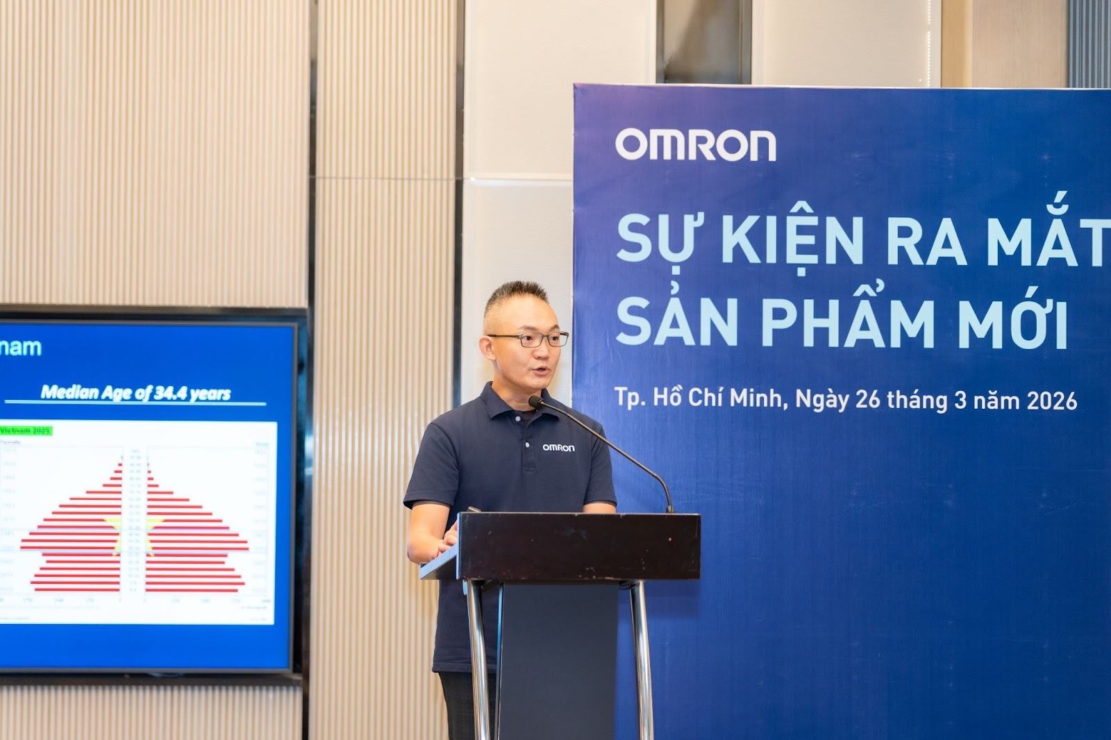 Ông Natsuki Chen, Tổng giám đốc công ty OMRON Healthcare Việt Nam phát biểu tại sự kiện ra mắt sản phẩm mới của công ty. Ảnh: OMRON Healthcare Việt Nam