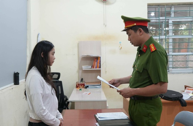 Triệu Thị Dung tại cơ quan điều tra. Ảnh: Công an cung cấp