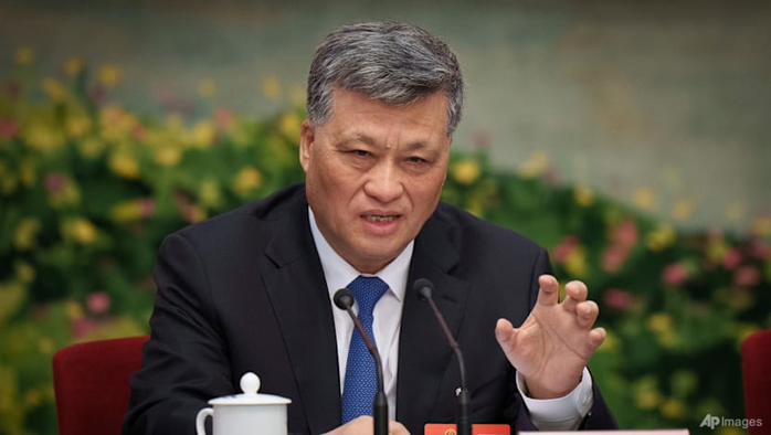 Ông Mã Hưng Thụy phát biểu tại cuộc họp báo ở thủ đô Bắc Kinh - Trung Quốc ngày 7-3-2025. Ảnh: AP