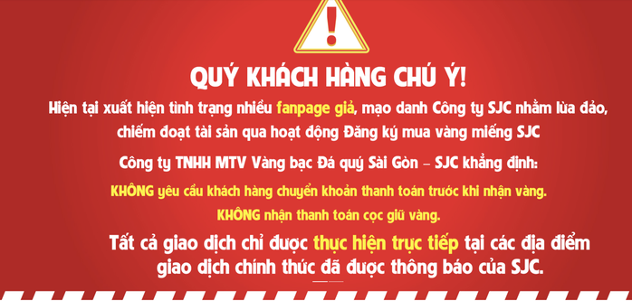 Khuyến cáo mới nhất của công ty SJC