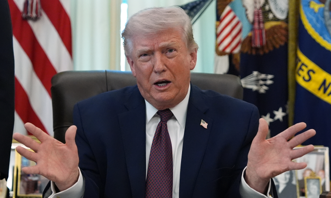 Tổng thống Mỹ Donald Trump phát biểu tại Nhà Trắng hôm 31/3. Ảnh: AP