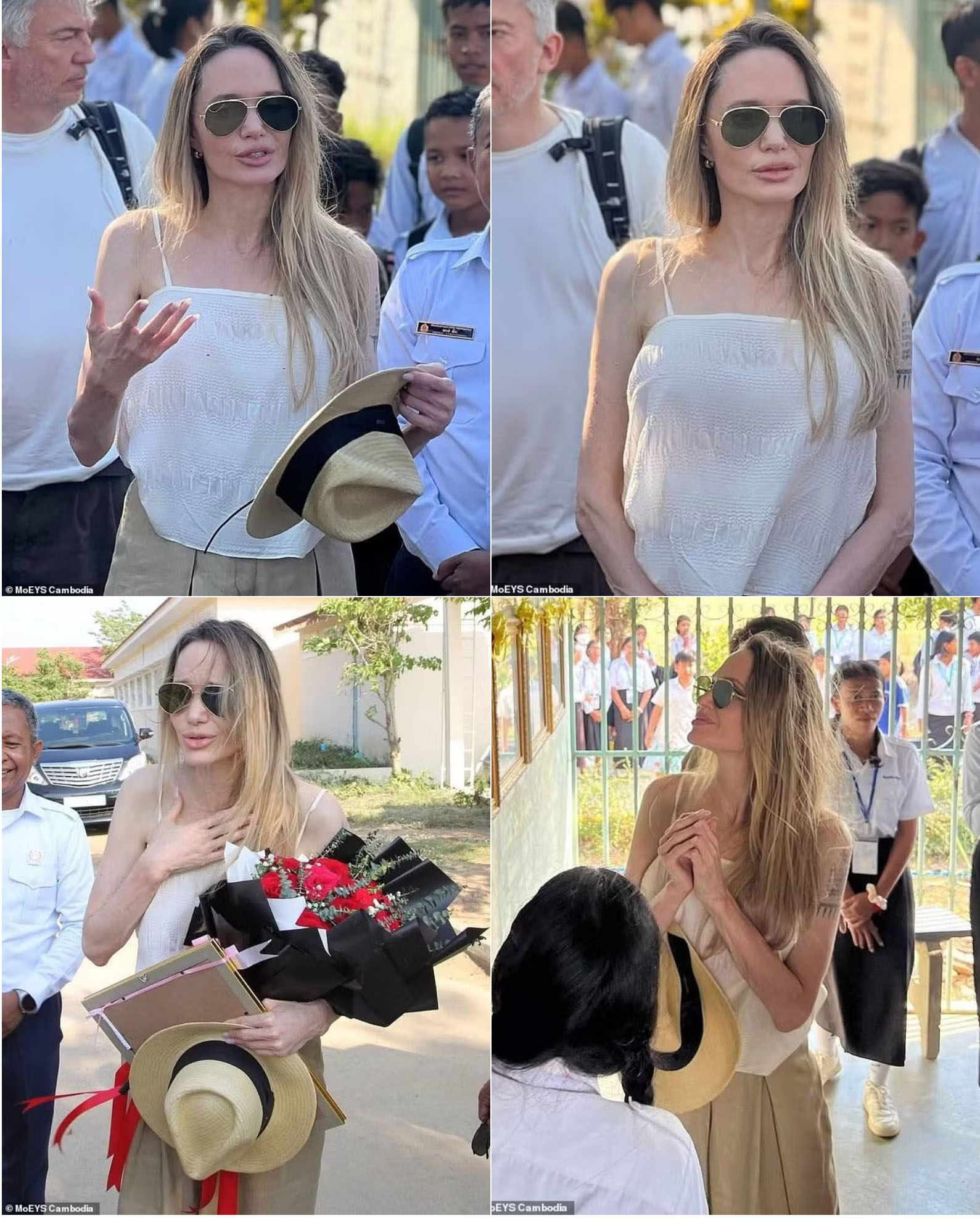 Angelina Jolie thăm trường học ở Campuchia.