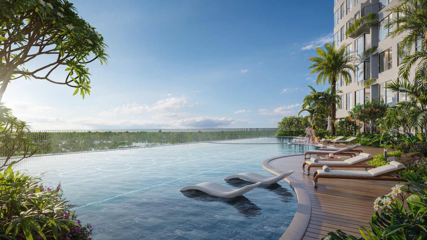 Bể bơi công nghệ điện phân muối tại Forest Onsen