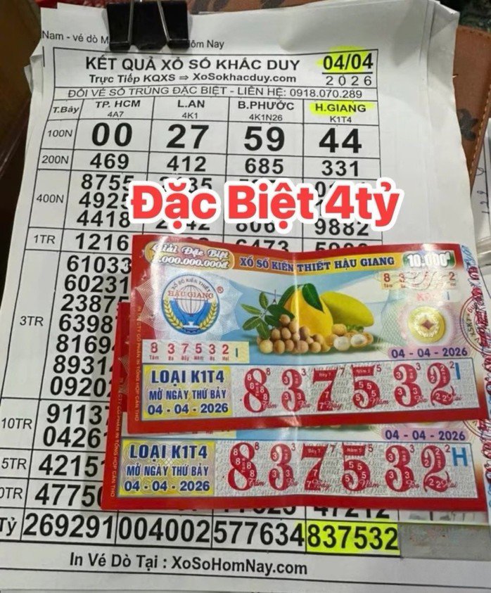 Hai giải độc đắc xổ số miền Nam xuất hiện vào rạng sáng 5-4 - 3