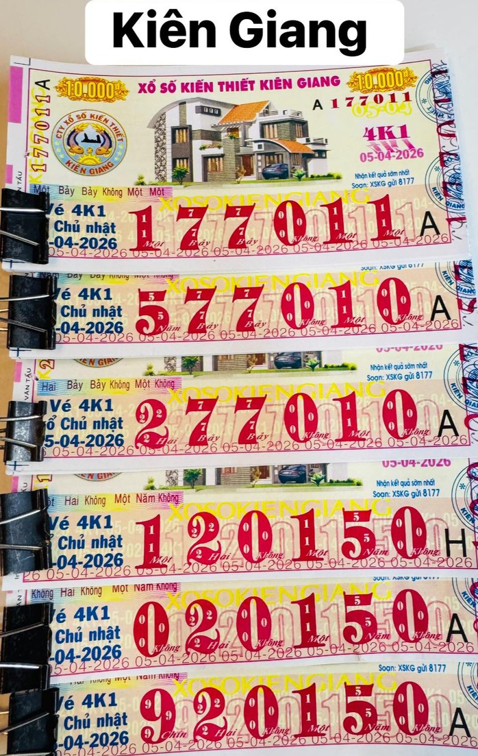 Vé số Kiên Giang và Đà Lạt là 2 trong 3 đài mở thưởng ngày 5-4. Ảnh: ĐLVS Hổ