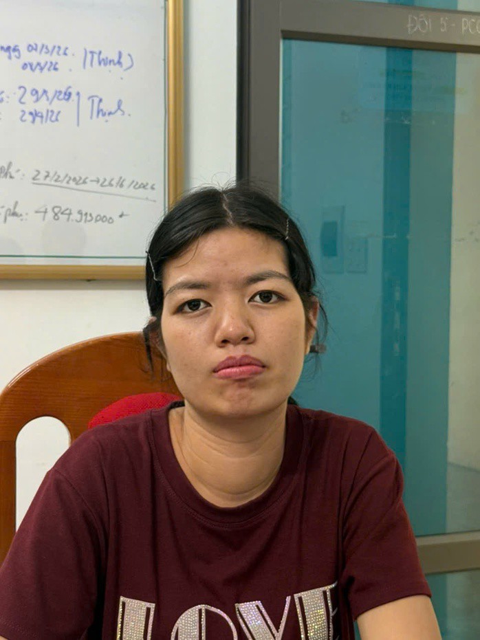 Chu Thị Hòa tại cơ quan công an. Ảnh: CACC