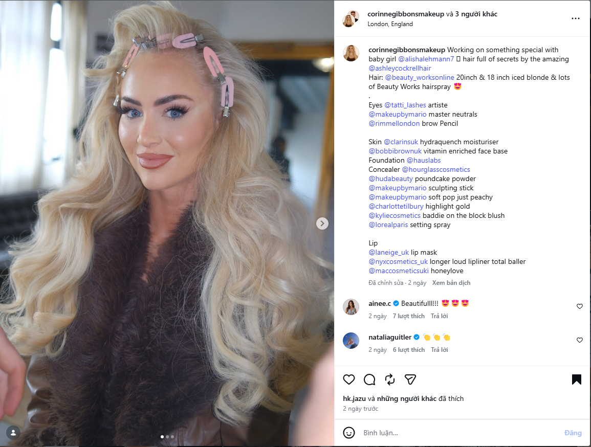 Alisha Lehmann đăng tải trên story instagram khi ở London, Anh.