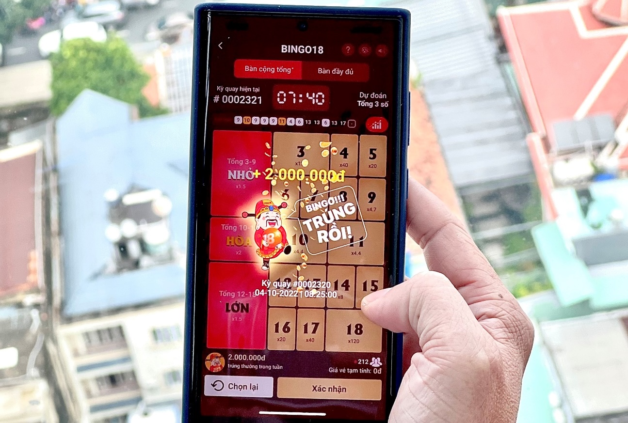 Một người chơi dự thưởng Bingo18 qua điện thoại, trúng thưởng 2 triệu đồng.