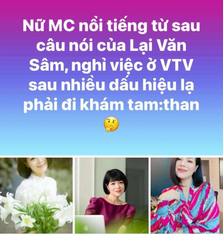 Hình ảnh một trang tin đưa tin thất thiệt về MC Bạch Dương. (Ảnh: FBNV)