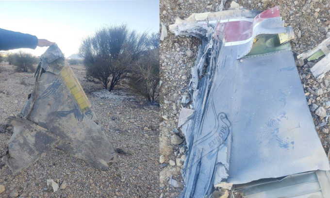 Các mảnh vỡ được cho là của tiêm kích Mỹ bị Iran bắn hạ hôm 3/4. Ảnh: Tasnim