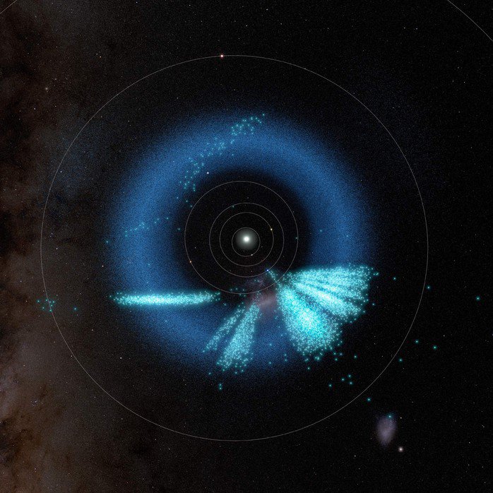 Bản đồ các vật thể vừa lộ diện nhờ "mắt thần" của Đài quan sát Vera C. Rubin - Ảnh: NSF/DOE/NASA/ESA