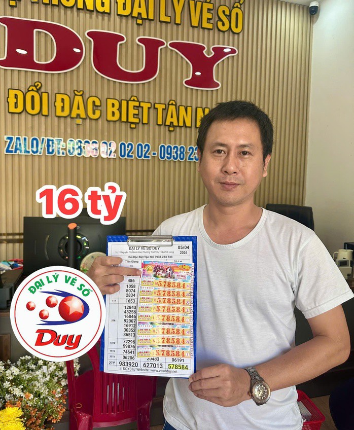 Giải độc đắc của vé số Đà Lạt trúng tại tỉnh Vĩnh Long. Ảnh: ĐLVS Duy