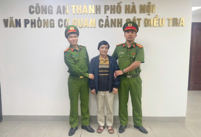 Ông Ngô Văn Vinh tại cơ quan điều tra. Ảnh: Công an cung cấp