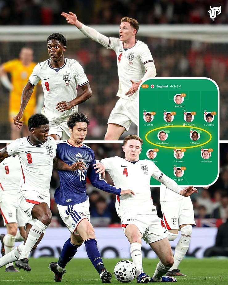 Anderson và Mainoo sát cánh khi ĐT Anh gặp ĐT Nhật Bản