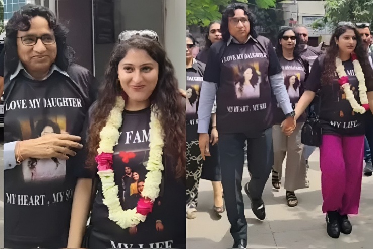 Bố và các thành viên trong gia đình ăn mừng con gái ly hôn. Ảnh: Ndtv