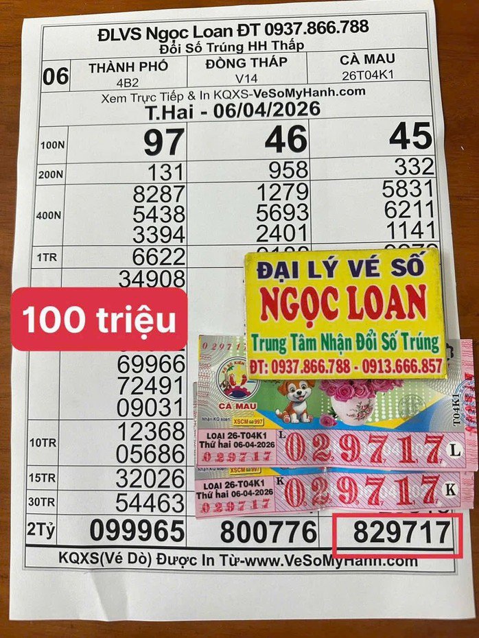 Giải an ủi của vé số Cà Mau cũng trúng tại tỉnh Tây Ninh