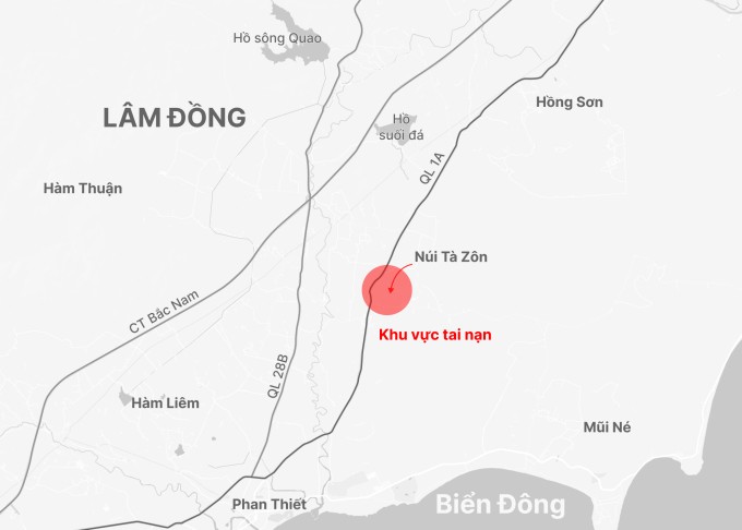 Khu vực xảy ra tai nạn. Đồ họa:&nbsp;Hoàng Thanh